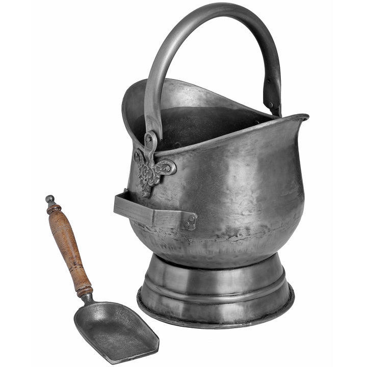Antique Pewter Coal Bucket with Shovel - Reposing
