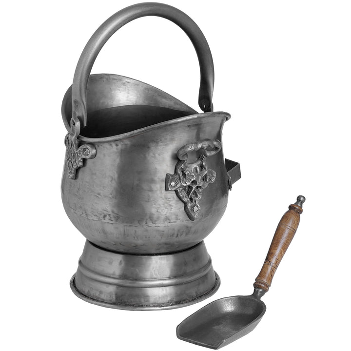 Antique Pewter Coal Bucket with Shovel - Reposing