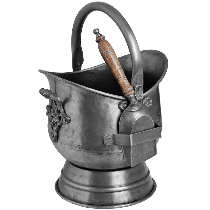 Antique Pewter Coal Bucket with Shovel - Reposing