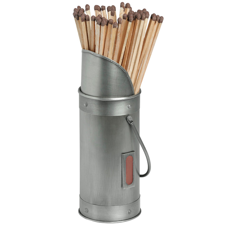Antique Pewter Match Holder With 60 Matches - Reposing