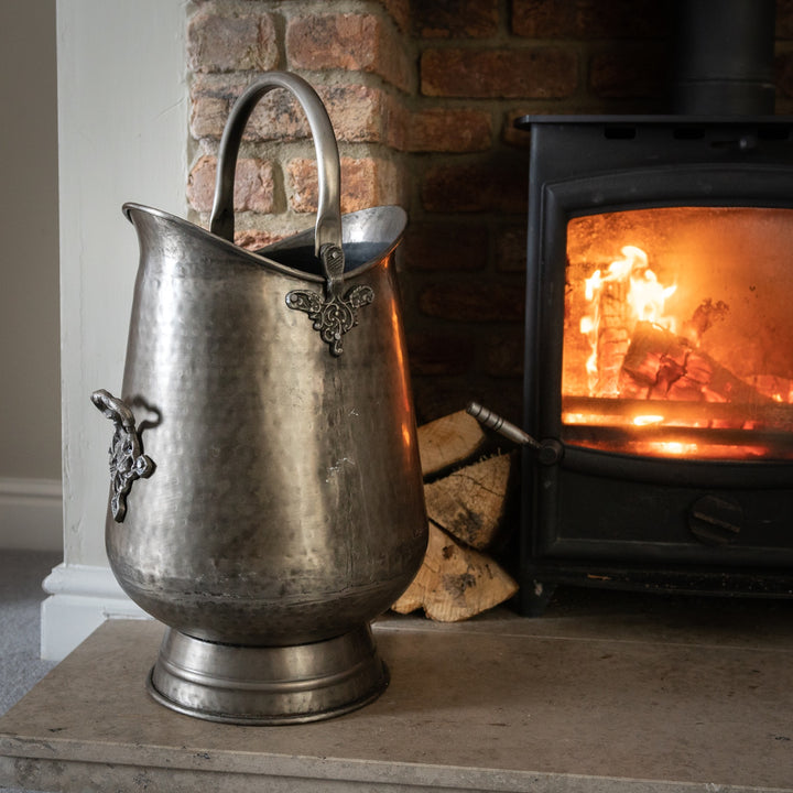 Antique Pewter Coal Bucket - Reposing