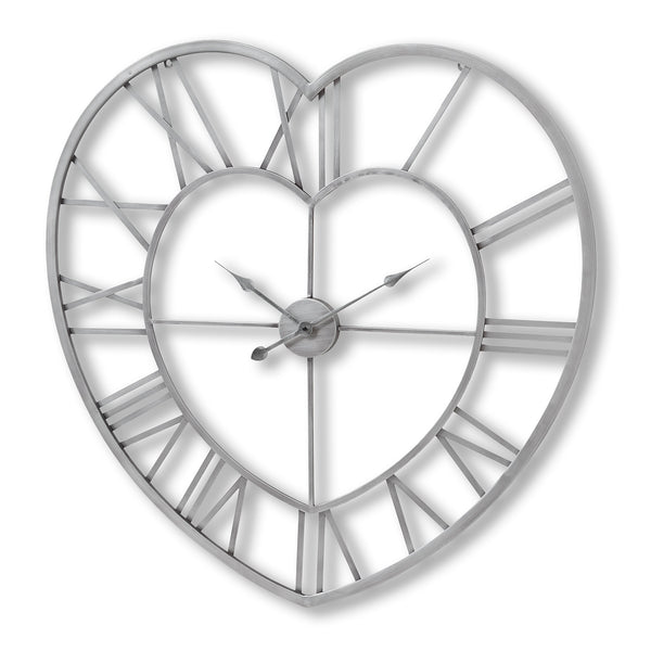 Silver Heart Skeleton Wall Clock - Reposing