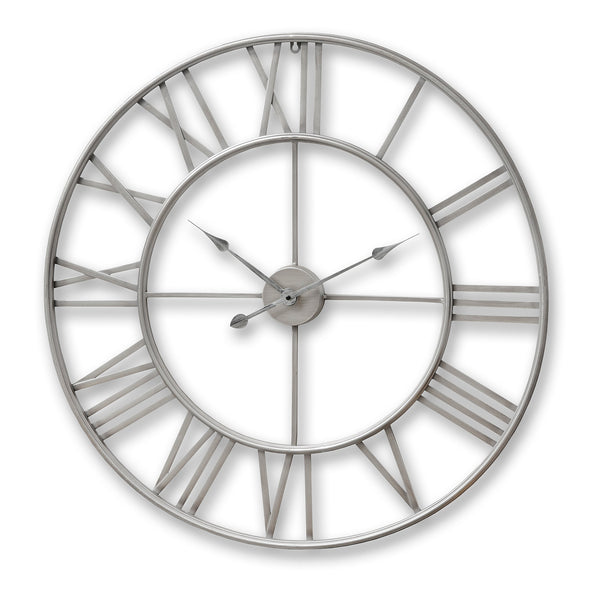Large Silver Skeleton Wall Clock - Reposing