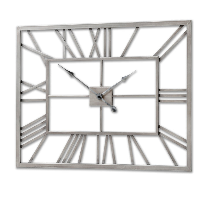 Silver Rectangular Skeleton Wall Clock - Reposing