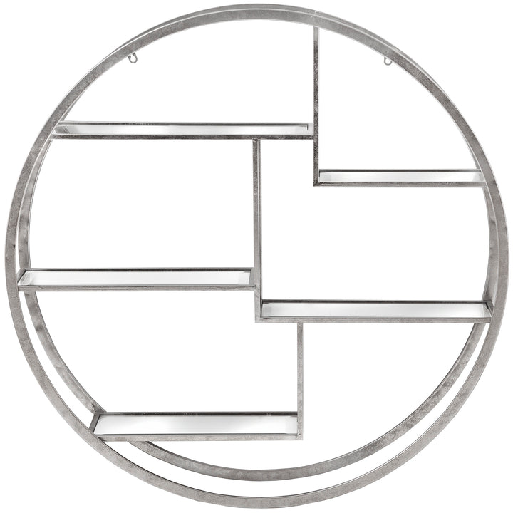Large Circular Silver Wall Hanging Multi Shelf - Reposing