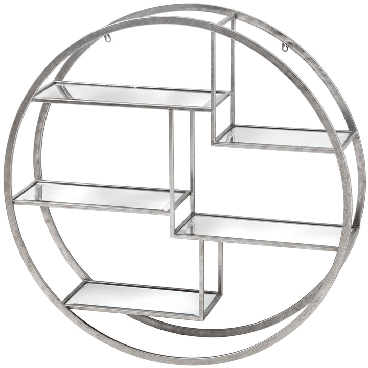 Large Circular Silver Wall Hanging Multi Shelf - Reposing