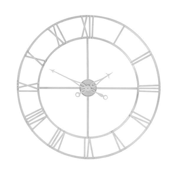 Large Silver Foil Skeleton Wall Clock - Reposing