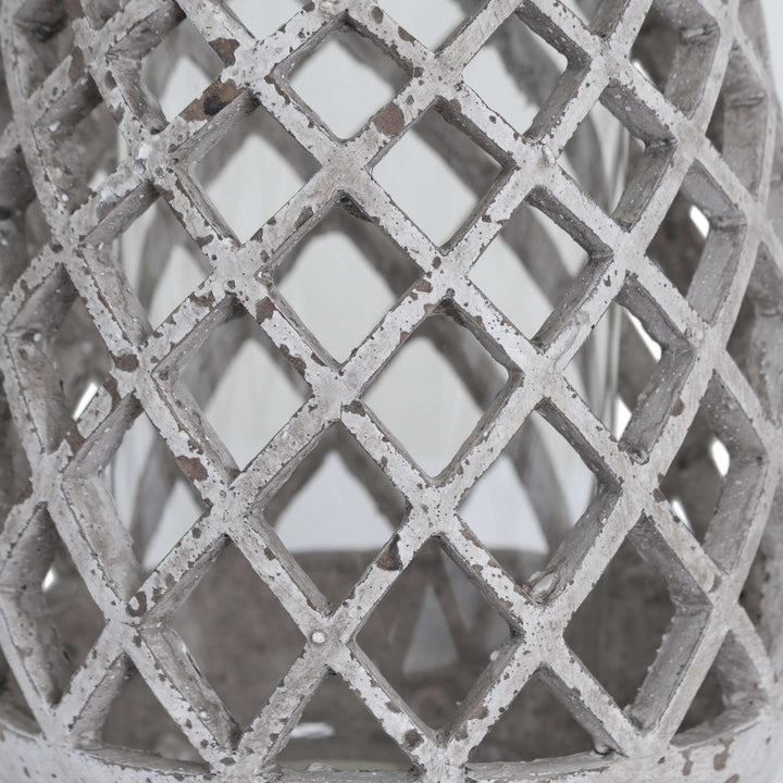 Large Conical Ceramic Lattice Hurricane Lantern - Reposing