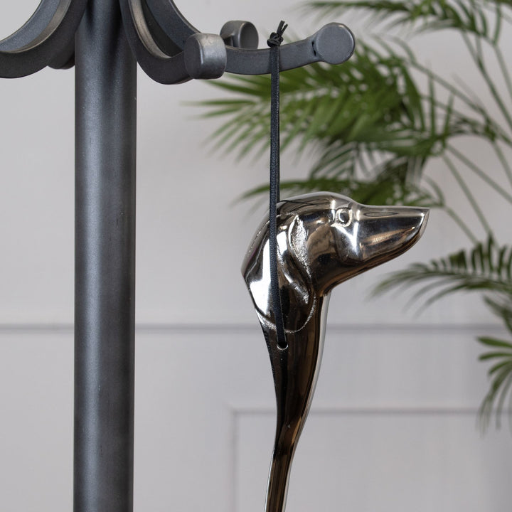 Silver Nickel Dog Head Detail Shoe Horn - Reposing
