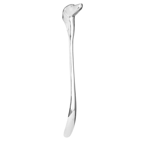 Silver Nickel Dog Head Detail Shoe Horn - Reposing