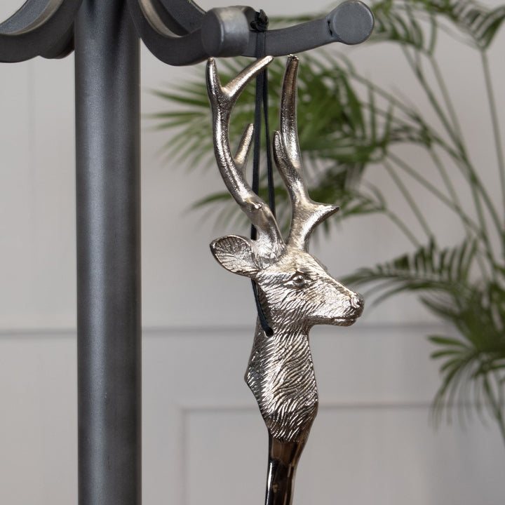 Silver Nickel Stag Head Detail Shoe Horn - Reposing