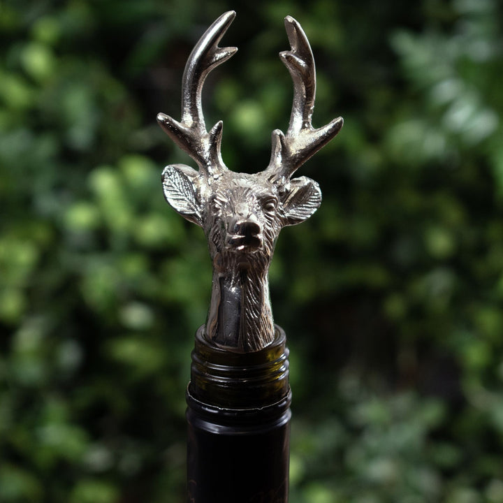 Silver Nickel Reindeer Bottle Stopper - Reposing