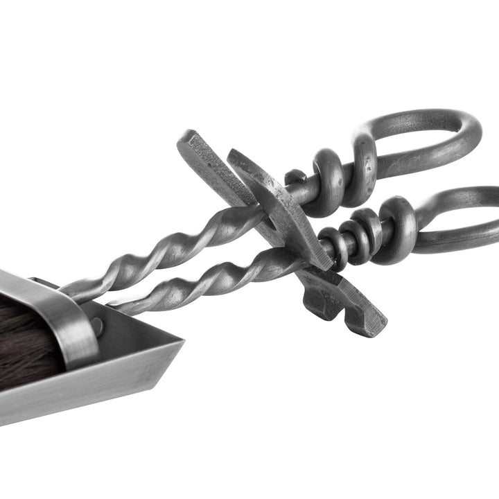 Silver Hearth Tidy Set With Hand Turned Loop Handle - Reposing