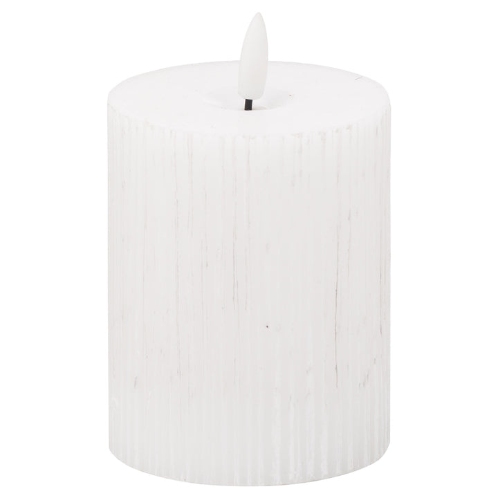 Luxe Collection Natural Glow 3x4 Textured Ribbed LED Candle - Reposing