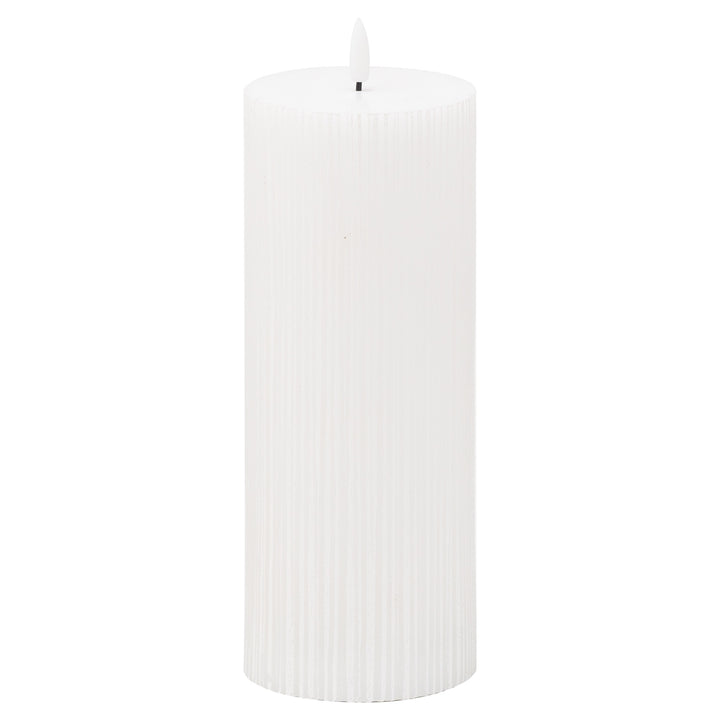 Luxe Collection Natural Glow 3.5x9 Texture Ribbed LED Candle - Reposing