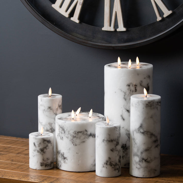 Luxe Collection Natural Glow 3x4 Marble Effect LED Candle - Reposing