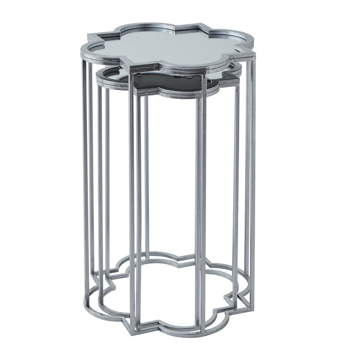Quarter Foil Mirrored Set Of Two Side Tables - Reposing