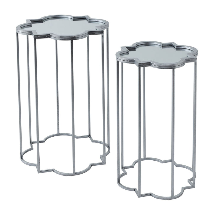Quarter Foil Mirrored Set Of Two Side Tables - Reposing