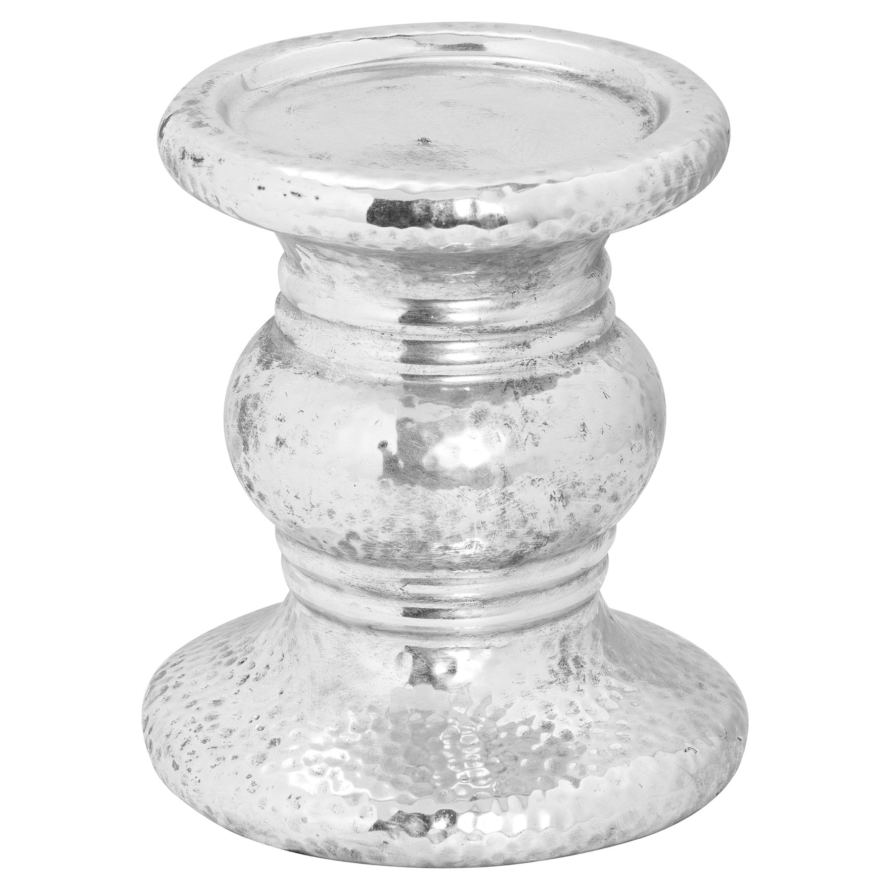 Reposing V Silver Punch Faced Ceramic Candle Holder