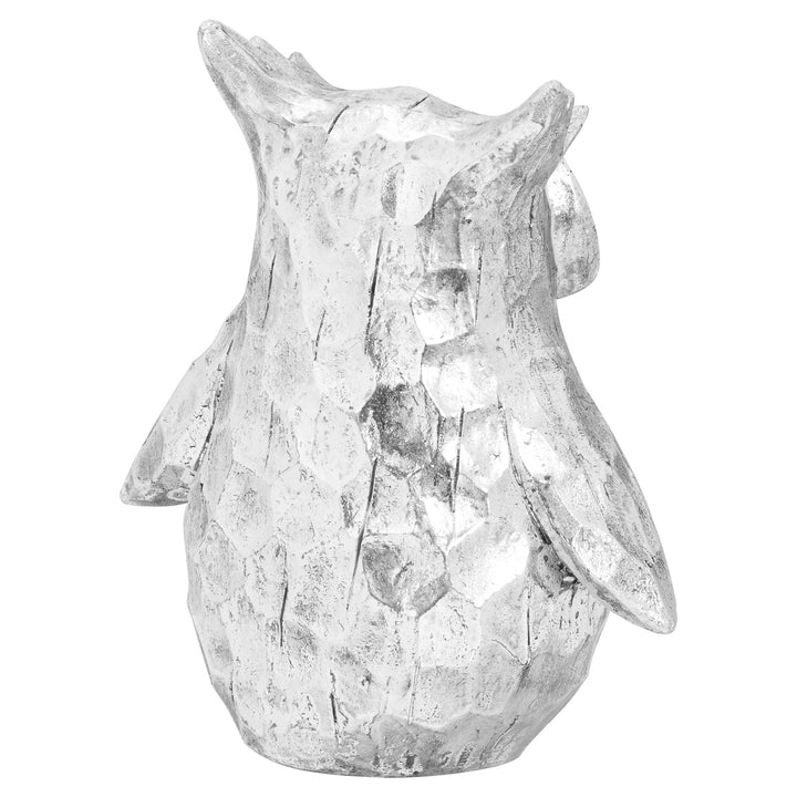 Olive The Large Silver Ceramic Owl - Reposing