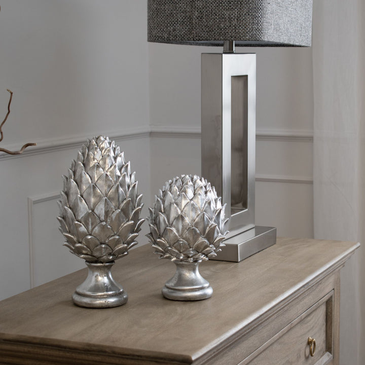 Tall Silver Pinecone Finial - Reposing