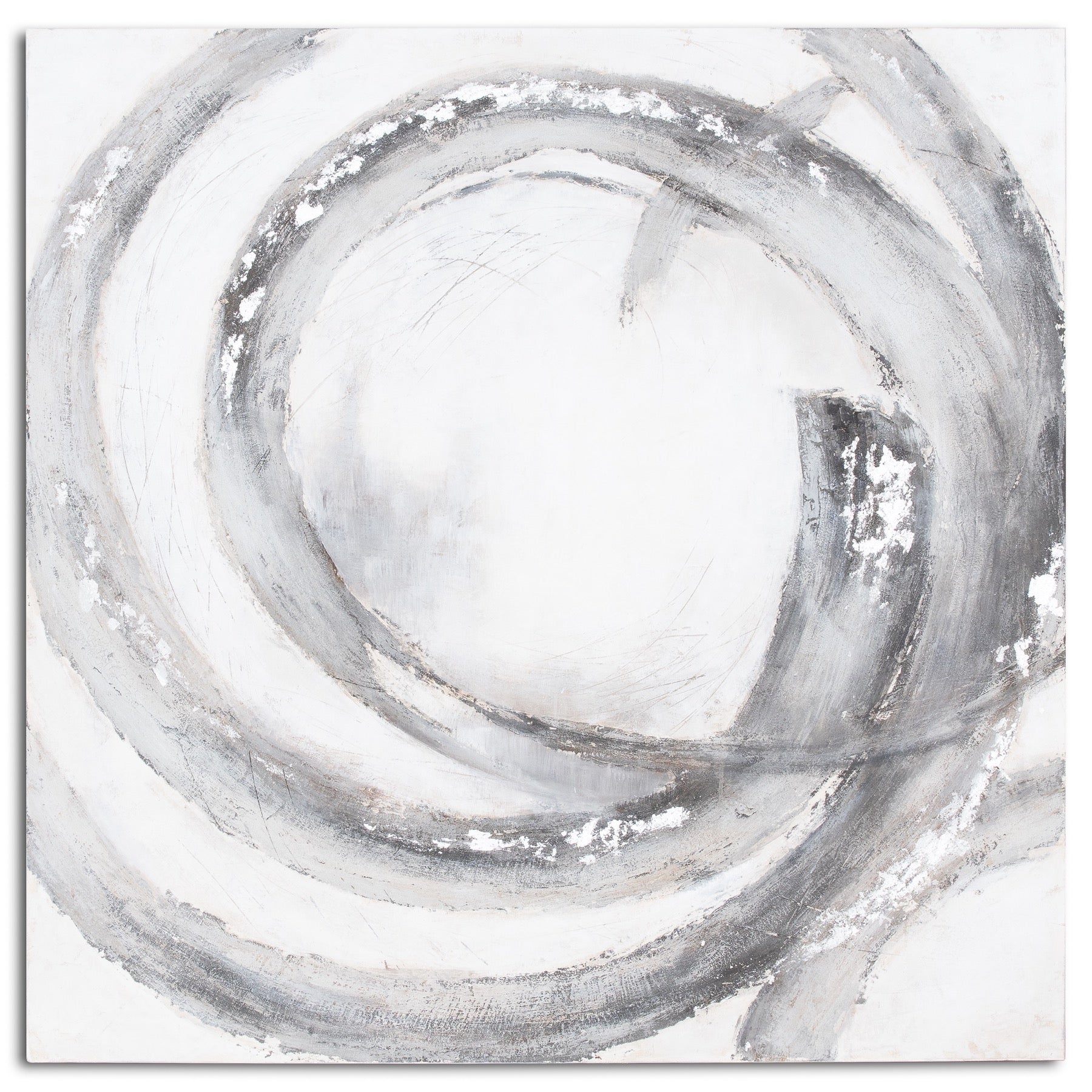 Reposing V Galaxy Silver And Grey Hand Painted Canvas