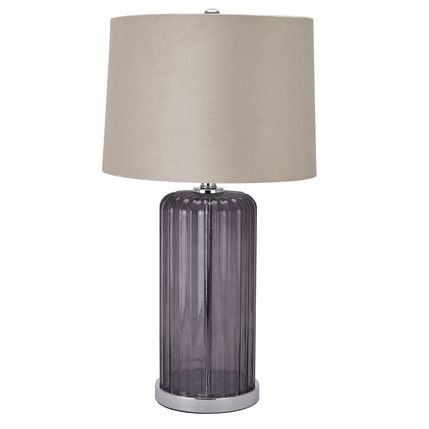 Reposing V Alberta Metallic Glass Lamp With Velvet Shade - Reposing