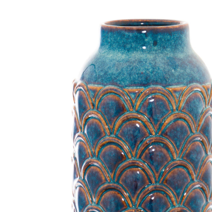 Seville Collection Large Indigo Scalloped Vase - Reposing