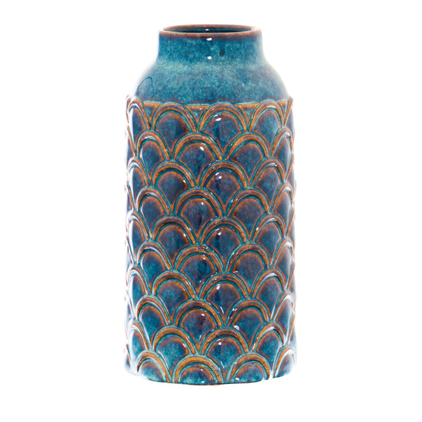 Seville Collection Large Indigo Scalloped Vase - Reposing