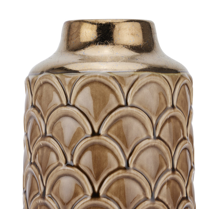 Seville Collection Small Caramel Scalloped Vase - Reposing