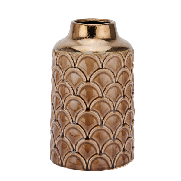 Seville Collection Small Caramel Scalloped Vase - Reposing