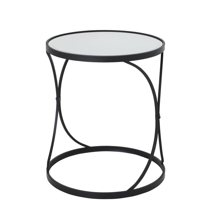 Concaved Set Of Two Black Mirrored Side Tables - Reposing