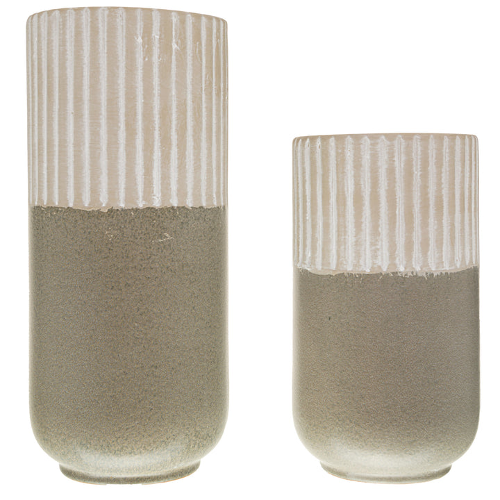 Mason Collection Grey Ceramic Straight Vase - Reposing