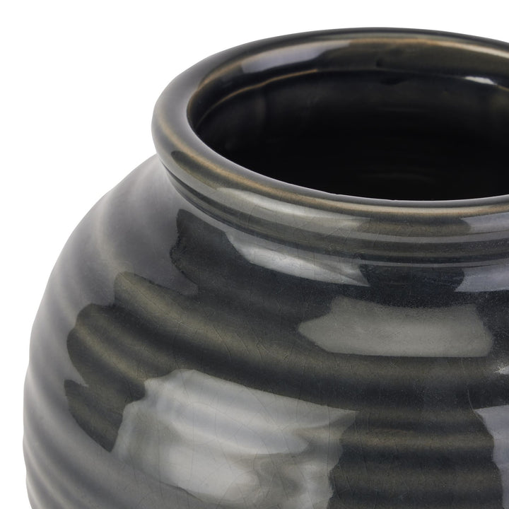 Seville Collection Navy Squat Vase - Reposing
