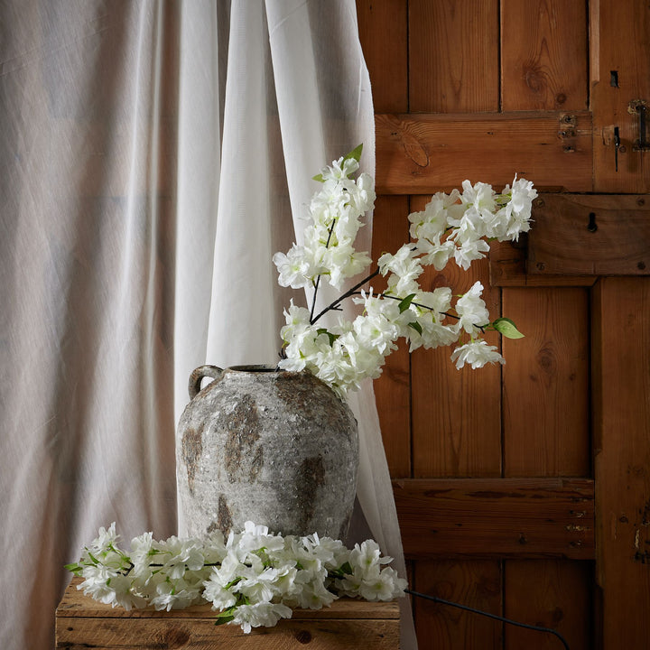 Large White Full Cherry Blossom Stem - Reposing