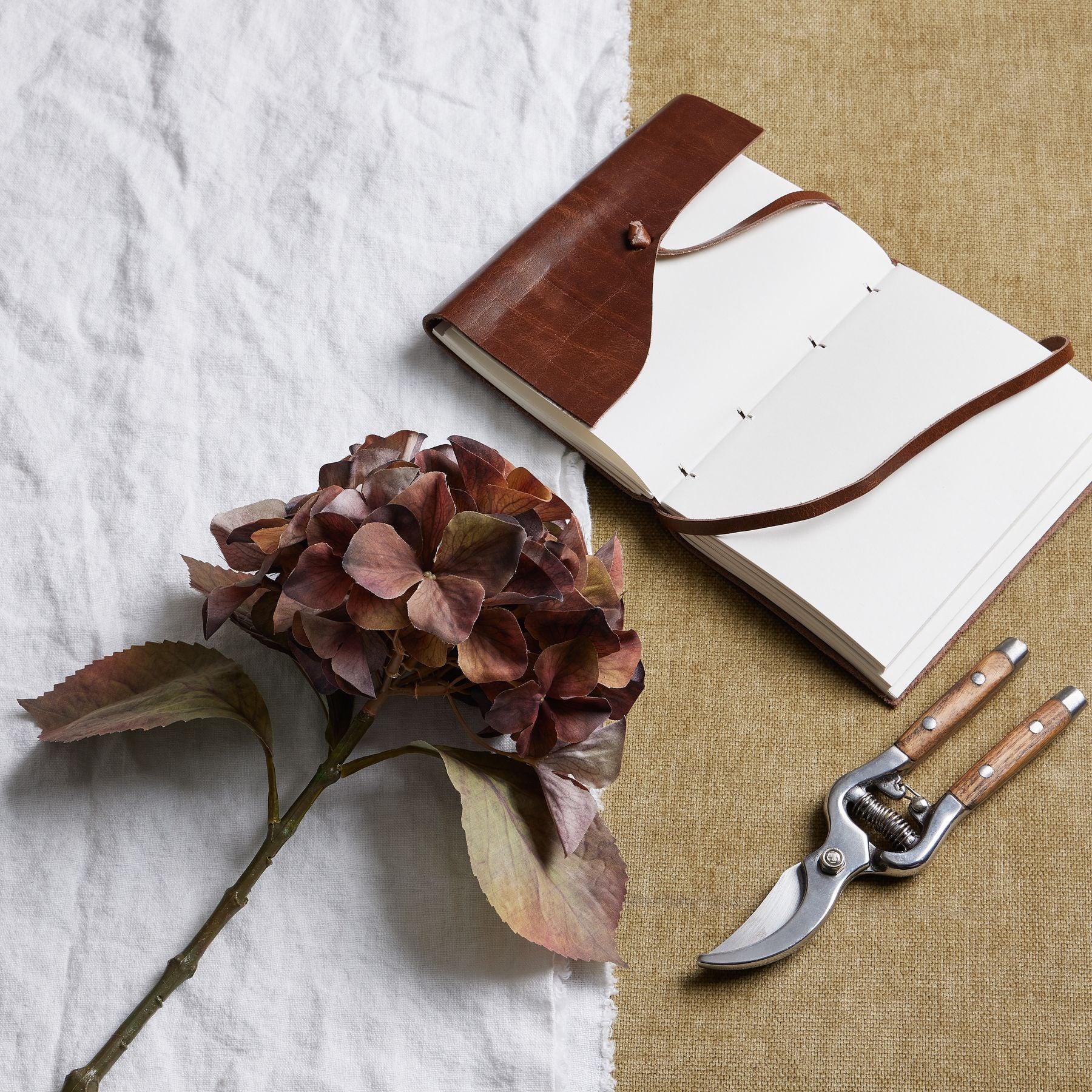 Reposing V Mixed Autumn Browns Single Hydrangea Stem