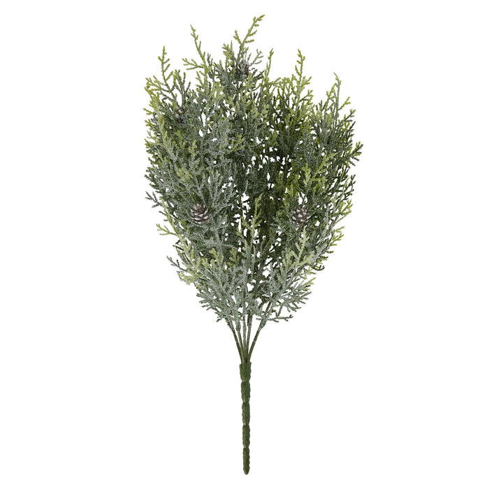 Frosted Pine Spray Stem With Pinecones - Reposing