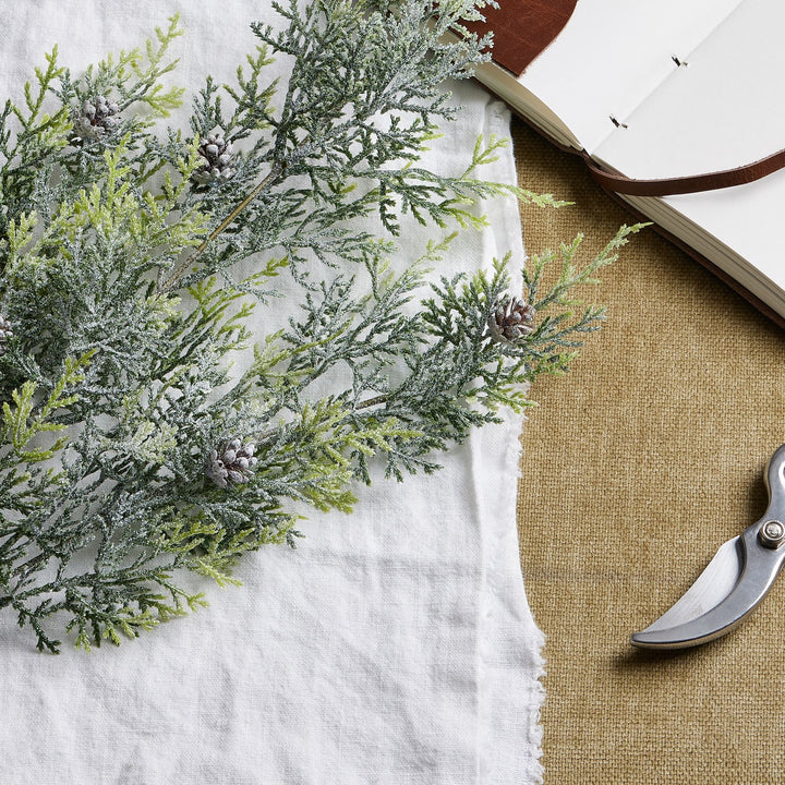 Frosted Pine Tall Stem With Pinecones - Reposing