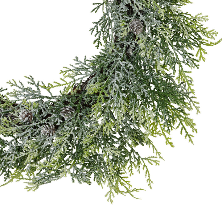 Frosted Pine Wreath With Pinecones - Reposing