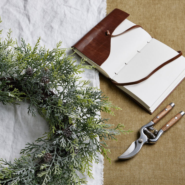 Frosted Pine Wreath With Pinecones - Reposing