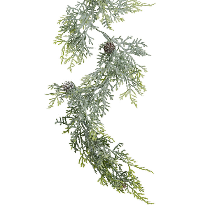 Frosted Pine Garland With Pinecones - Reposing