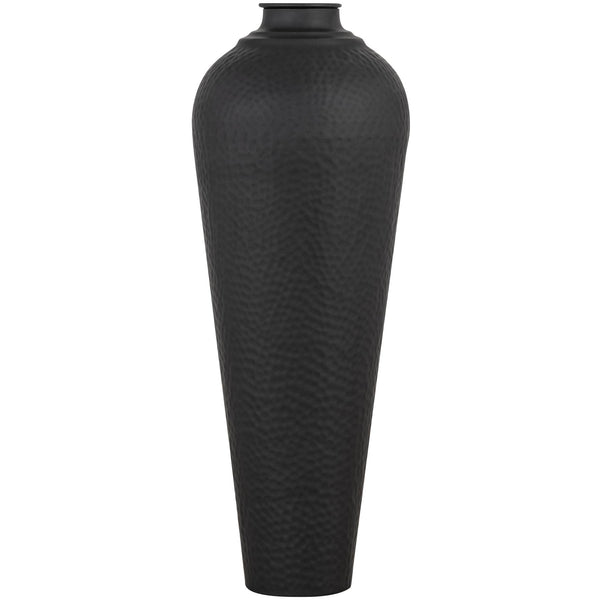 Matt Black Medium Hammered Vase With Lid - Reposing