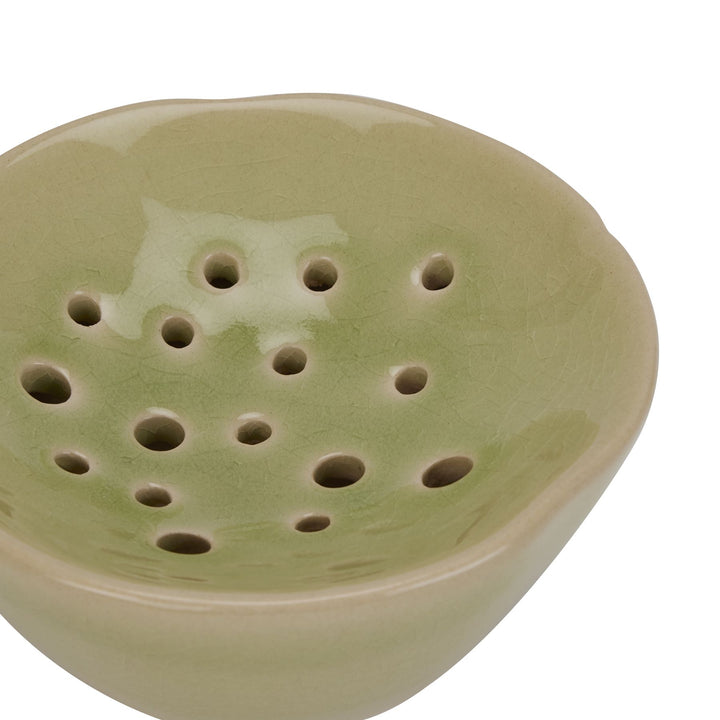 Light Green Ceramic Flower Frog - Reposing