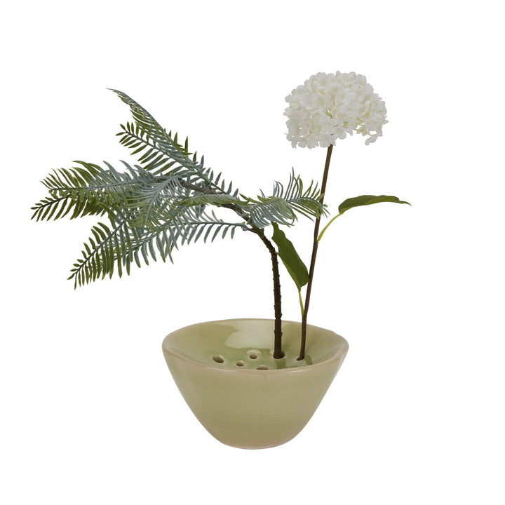 Light Green Ceramic Flower Frog - Reposing