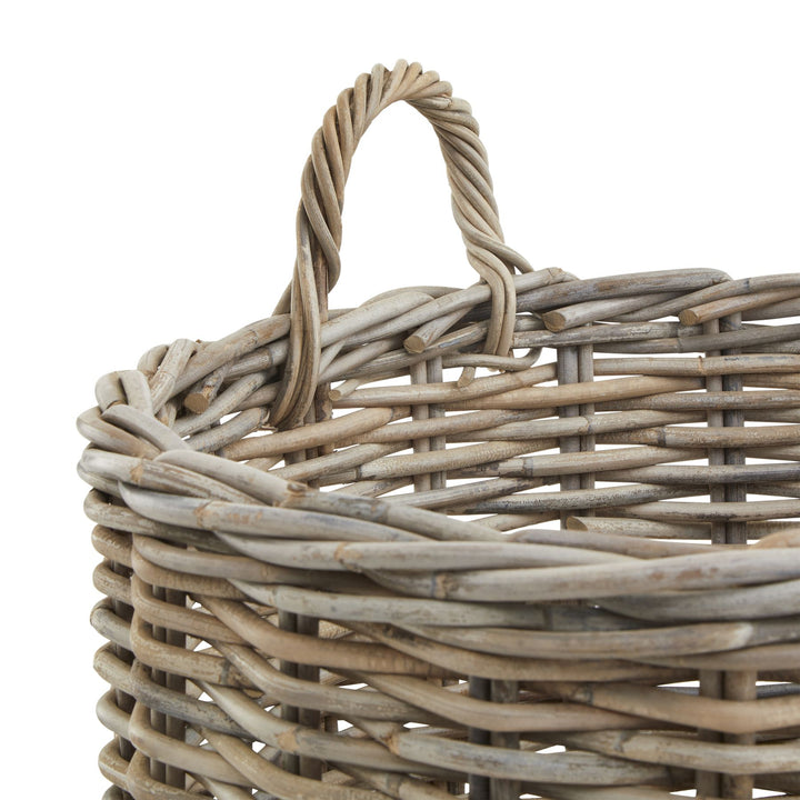 Set of 3 Kubu Rattan Round Storage Baskets - Reposing