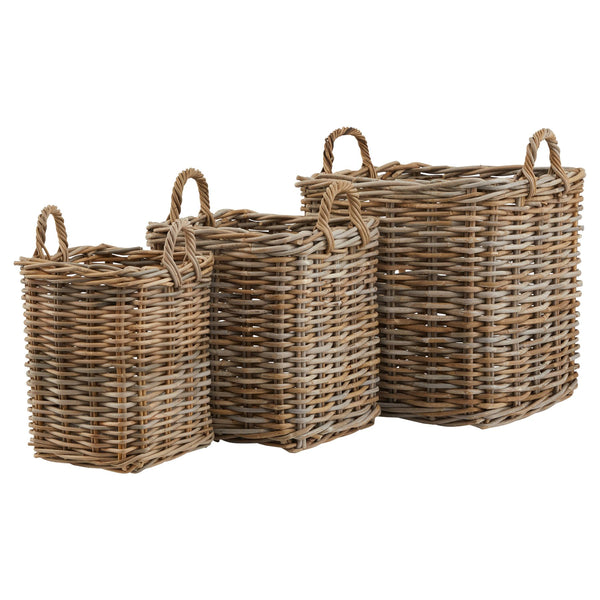Set of 3 Kubu Rattan Square Storage Baskets - Reposing