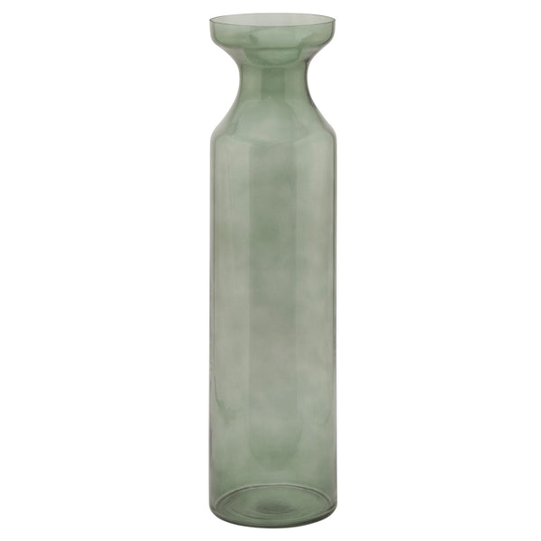 Smoked Sage Glass Tall Fluted Vase - Reposing