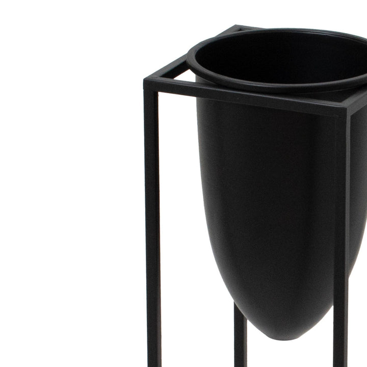 Matt Black Bullet Planter On Black Frame - Reposing