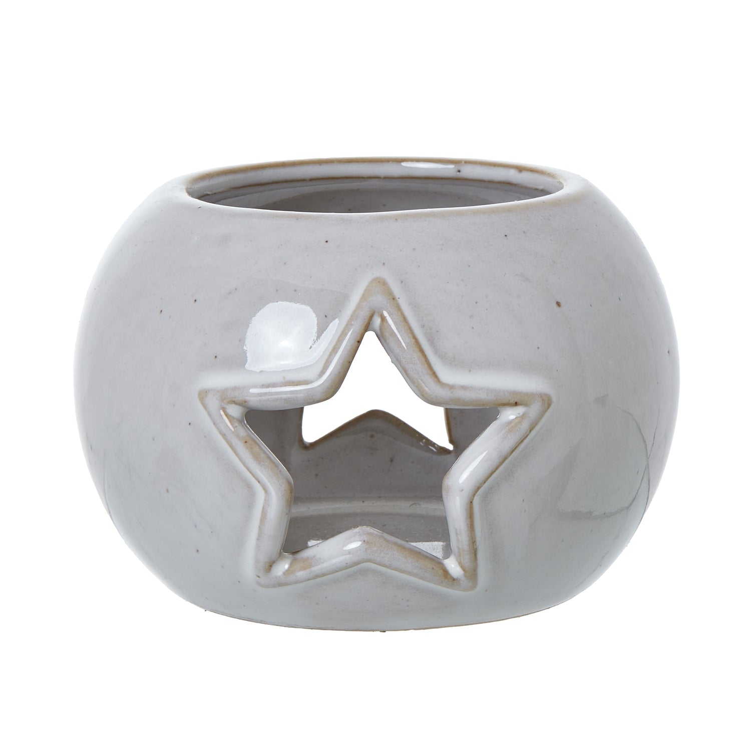 Reposing V White Ceramic Star Cut-Out Round Tealight Holder