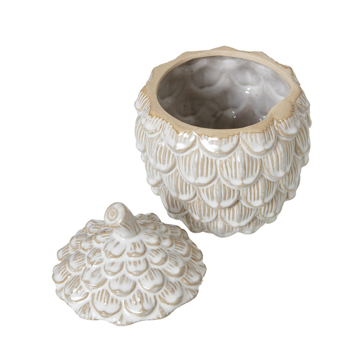 Large Ceramic Pine Cone Trinket Dish With Lid - Reposing